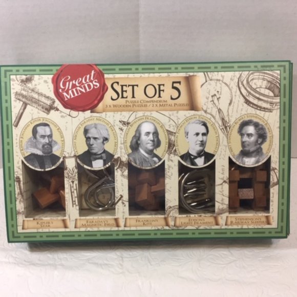 Professor Puzzle Great Minds Set of 5 Puzzle Compendium - Great Brain Games - Picture 1 of 6